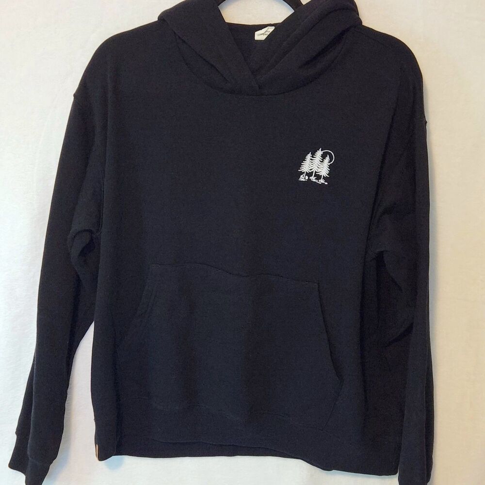 Tentree Women's XL Black Crossover No String Hoodie Organic Cotton Recycled Blnd